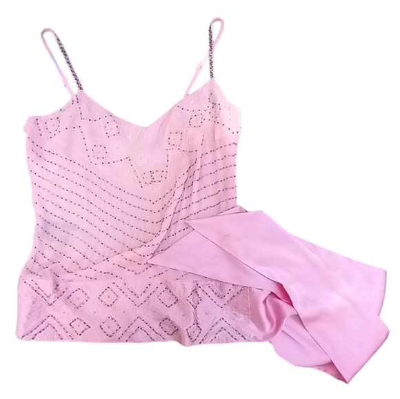 Bebe Beaded Pink Silk Top - Picture 4 of 6